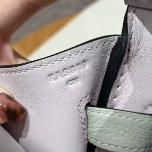 Hermes Birkin 35 Bag Handmade In Togo Calfskin Leather Gold Hardware 0W Girs Neve 09 Mauve Pale - Image 16