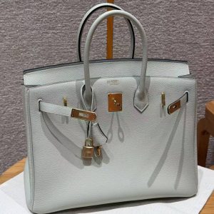 Hermes Birkin 35 Bag Handmade In Togo Calfskin Leather Gold Hardware 0W Girs Neve 09 Mauve Pale - Image 14