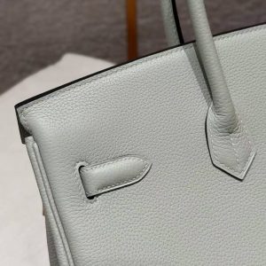 Hermes Birkin 35 Bag Handmade In Togo Calfskin Leather Gold Hardware 0W Girs Neve 09 Mauve Pale - Image 10