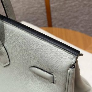 Hermes Birkin 35 Bag Handmade In Togo Calfskin Leather Gold Hardware 0W Girs Neve 09 Mauve Pale - Image 8