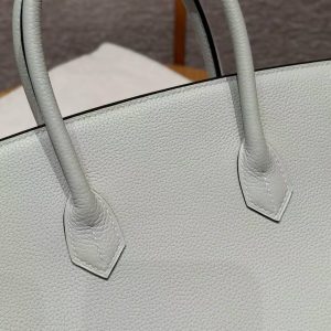 Hermes Birkin 35 Bag Handmade In Togo Calfskin Leather Gold Hardware 0W Girs Neve 09 Mauve Pale - Image 6