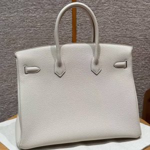 Alternative view of Hermes Birkin 35 Bag Handmade In Togo Calfskin Leather Gold Hardware 10 Craie