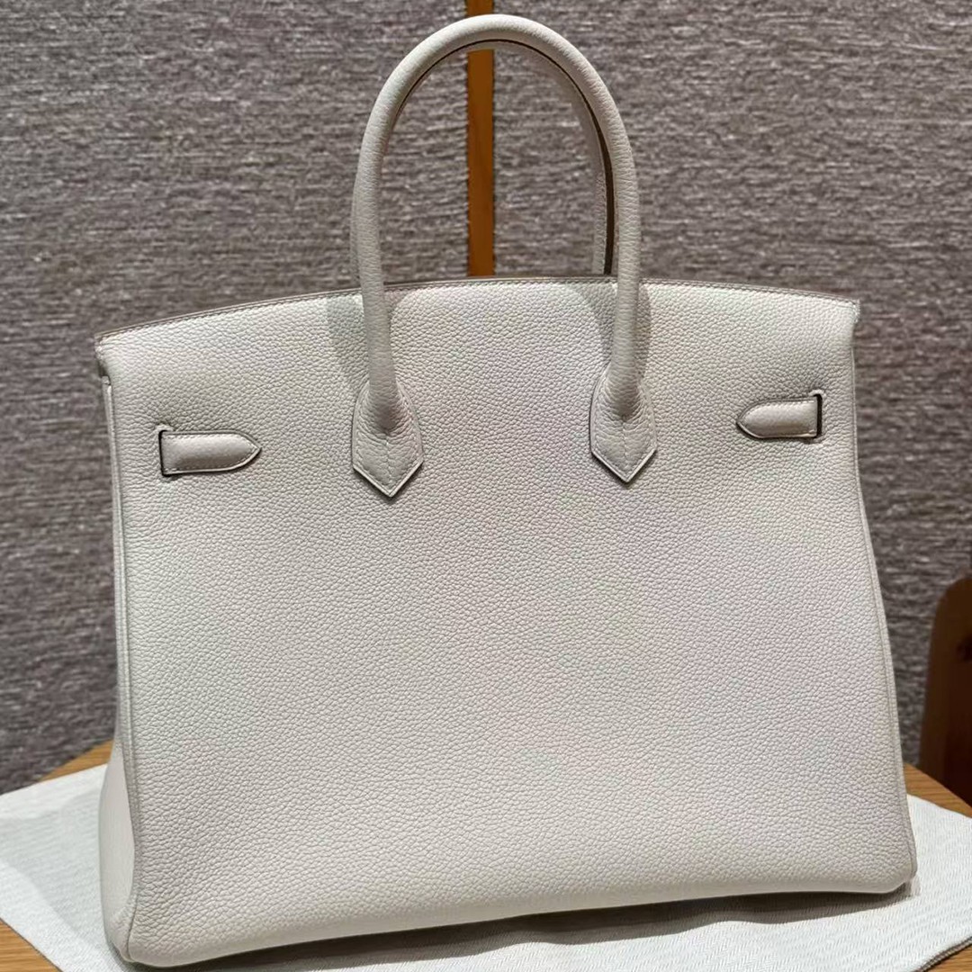 Hermes Birkin 35 Bag Handmade In Togo Calfskin Leather Gold Hardware 10 Craie - Image 2