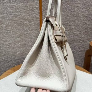 Hermes Birkin 35 Bag Handmade In Togo Calfskin Leather Gold Hardware 10 Craie - Image 17