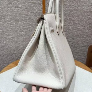 Hermes Birkin 35 Bag Handmade In Togo Calfskin Leather Gold Hardware 10 Craie - Image 16