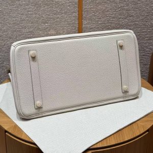 Hermes Birkin 35 Bag Handmade In Togo Calfskin Leather Gold Hardware 10 Craie - Image 15