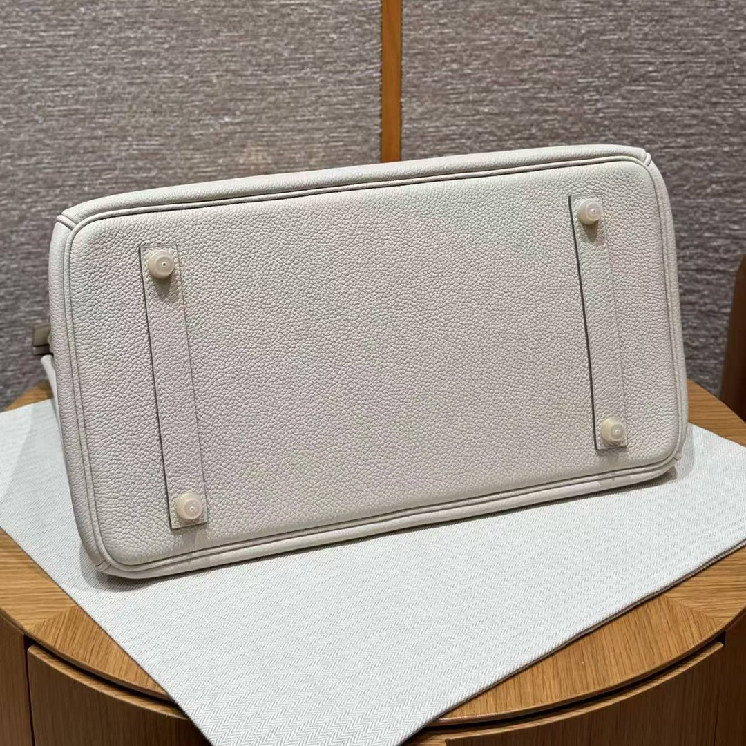 Hermes Birkin 35 Bag Handmade In Togo Calfskin Leather Gold Hardware 10 Craie - Image 15