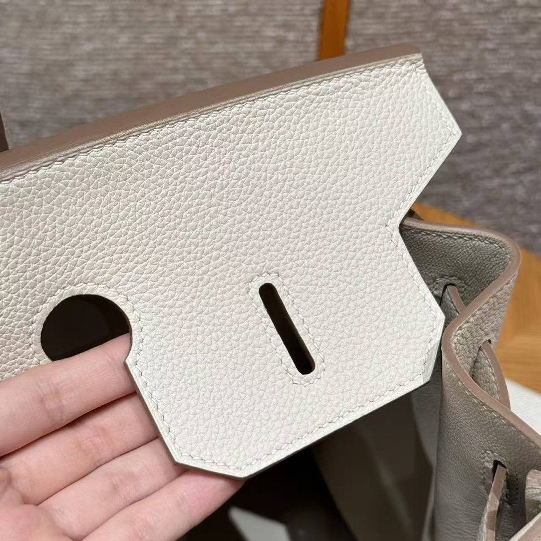 Hermes Birkin 35 Bag Handmade In Togo Calfskin Leather Gold Hardware 10 Craie - Image 11