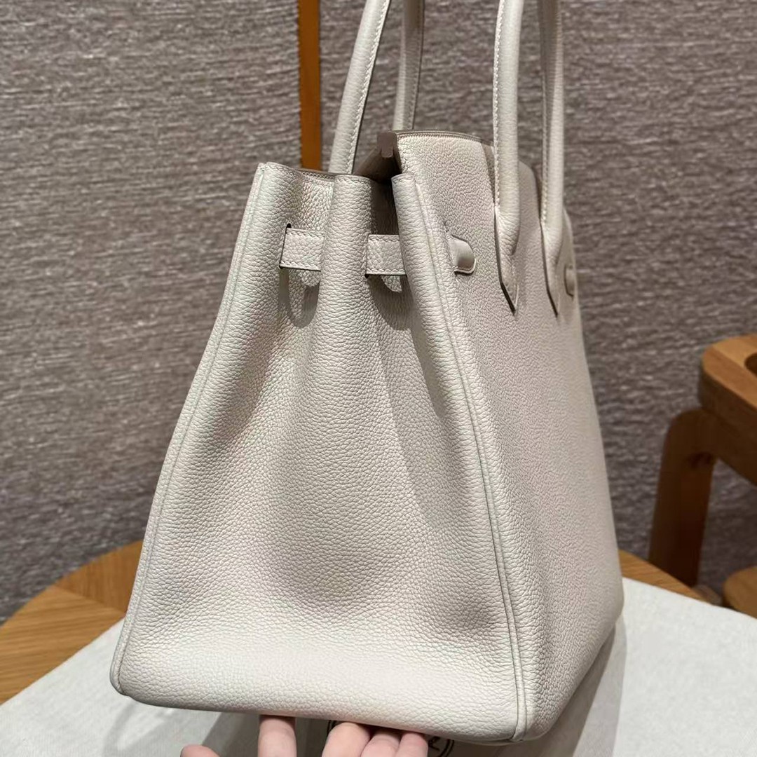 Hermes Birkin 35 Bag Handmade In Togo Calfskin Leather Gold Hardware 10 Craie - Image 6