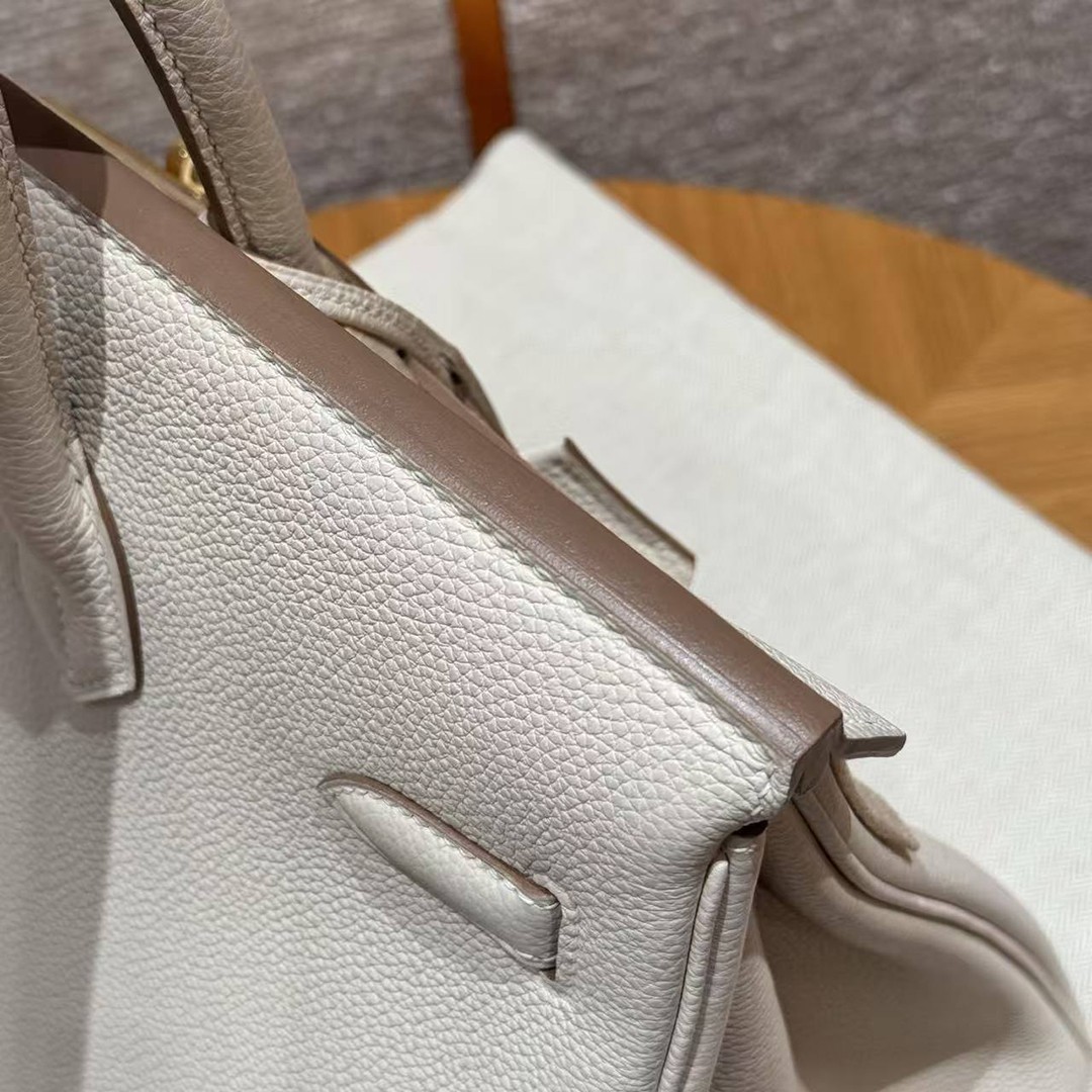 Hermes Birkin 35 Bag Handmade In Togo Calfskin Leather Gold Hardware 10 Craie - Image 5