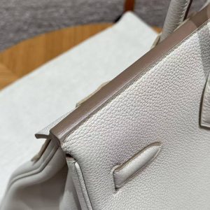 Hermes Birkin 35 Bag Handmade In Togo Calfskin Leather Gold Hardware 10 Craie - Image 4