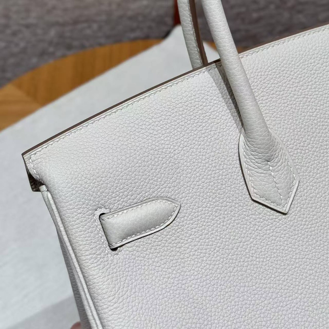 Hermes Birkin 35 Bag Handmade In Togo Calfskin Leather Gold Hardware 10 Craie - Image 3