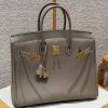 Hermes Birkin 35 Bag Handmade In Togo Calfskin Leather Gold Hardware 18 Etoupe