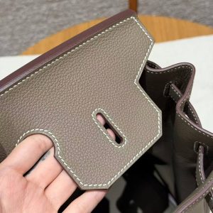 Hermes Birkin 35 Bag Handmade In Togo Calfskin Leather Gold Hardware 18 Etoupe - Image 10