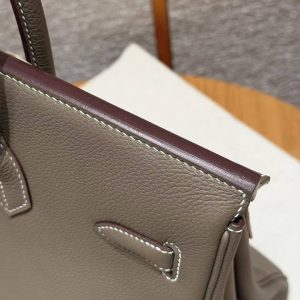 Hermes Birkin 35 Bag Handmade In Togo Calfskin Leather Gold Hardware 18 Etoupe - Image 5