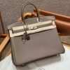 Hermes Birkin 35 Bag Handmade In Togo Calfskin Leather Silver Hardware 18 Etoupe