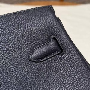 Hermes Birkin 35 Bag Handmade In Togo Calfskin Leather Silver Hardware 2z Blue Nuit - Image 8