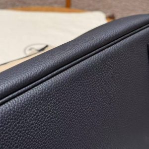 Hermes Birkin 35 Bag Handmade In Togo Calfskin Leather Silver Hardware 2z Blue Nuit - Image 7