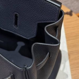 Hermes Birkin 35 Bag Handmade In Togo Calfskin Leather Silver Hardware 2z Blue Nuit - Image 4