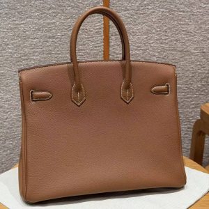 Alternative view of Hermes Birkin 35 Bag Handmade In Togo Calfskin Leather Gold Hardware 37 Gold