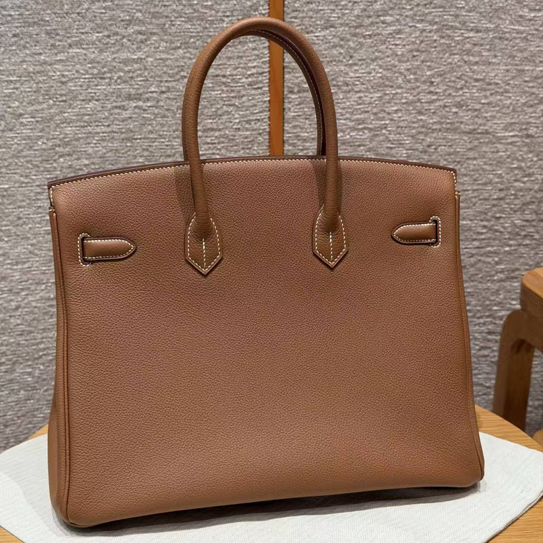 Hermes Birkin 35 Bag Handmade In Togo Calfskin Leather Gold Hardware 37 Gold - Image 2
