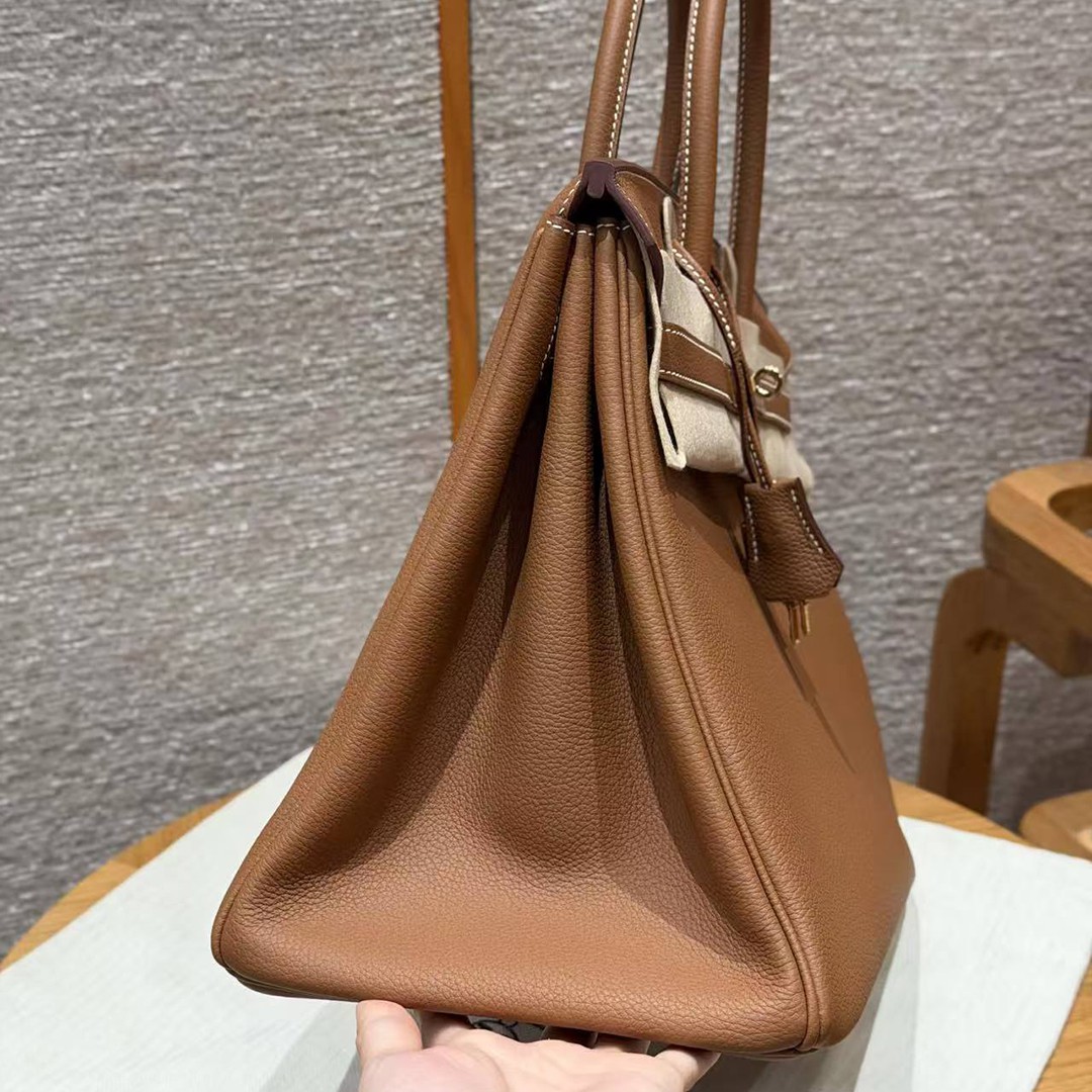 Hermes Birkin 35 Bag Handmade In Togo Calfskin Leather Gold Hardware 37 Gold - Image 19
