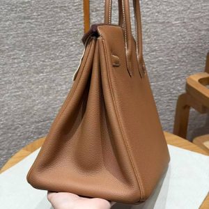 Hermes Birkin 35 Bag Handmade In Togo Calfskin Leather Gold Hardware 37 Gold - Image 18
