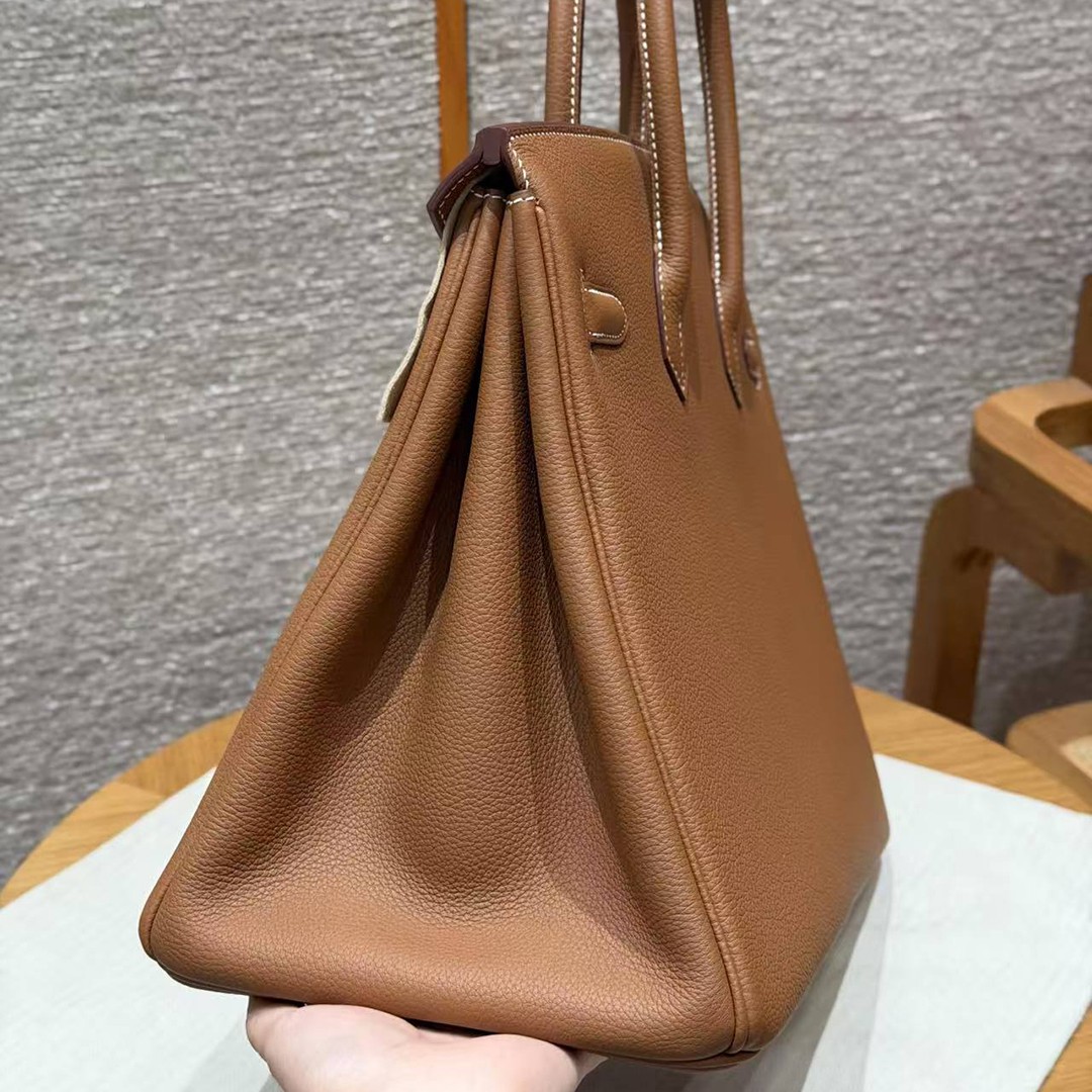 Hermes Birkin 35 Bag Handmade In Togo Calfskin Leather Gold Hardware 37 Gold - Image 18