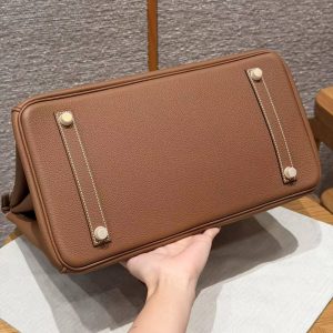 Hermes Birkin 35 Bag Handmade In Togo Calfskin Leather Gold Hardware 37 Gold - Image 17