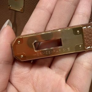 Hermes Birkin 35 Bag Handmade In Togo Calfskin Leather Gold Hardware 37 Gold - Image 14