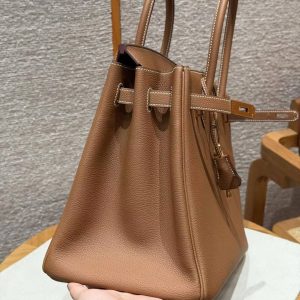 Hermes Birkin 35 Bag Handmade In Togo Calfskin Leather Gold Hardware 37 Gold - Image 12
