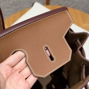 Hermes Birkin 35 Bag Handmade In Togo Calfskin Leather Gold Hardware 37 Gold - Image 10