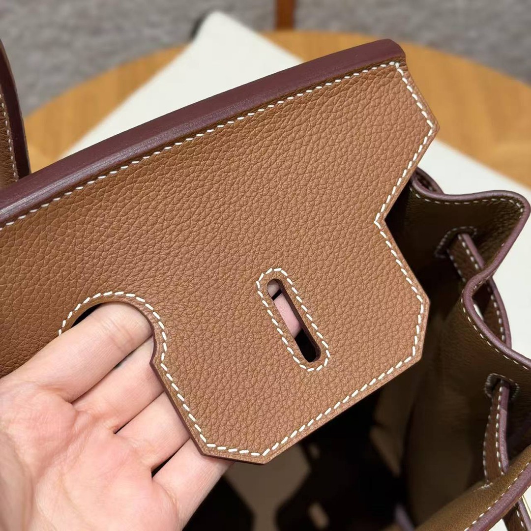 Hermes Birkin 35 Bag Handmade In Togo Calfskin Leather Gold Hardware 37 Gold - Image 10