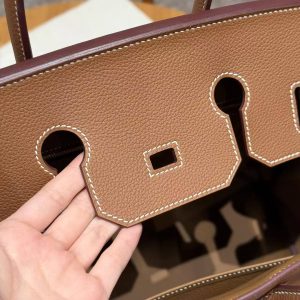 Hermes Birkin 35 Bag Handmade In Togo Calfskin Leather Gold Hardware 37 Gold - Image 9