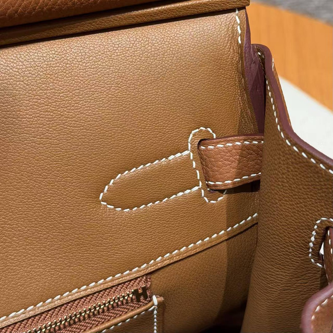 Hermes Birkin 35 Bag Handmade In Togo Calfskin Leather Gold Hardware 37 Gold - Image 8