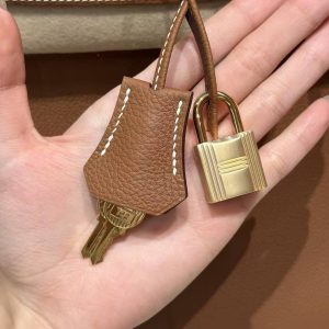 Hermes Birkin 35 Bag Handmade In Togo Calfskin Leather Gold Hardware 37 Gold - Image 7