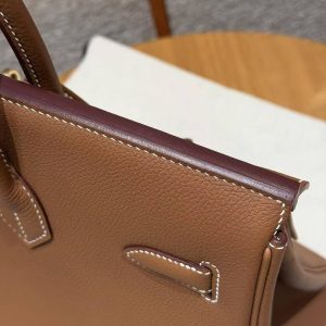 Hermes Birkin 35 Bag Handmade In Togo Calfskin Leather Gold Hardware 37 Gold - Image 6
