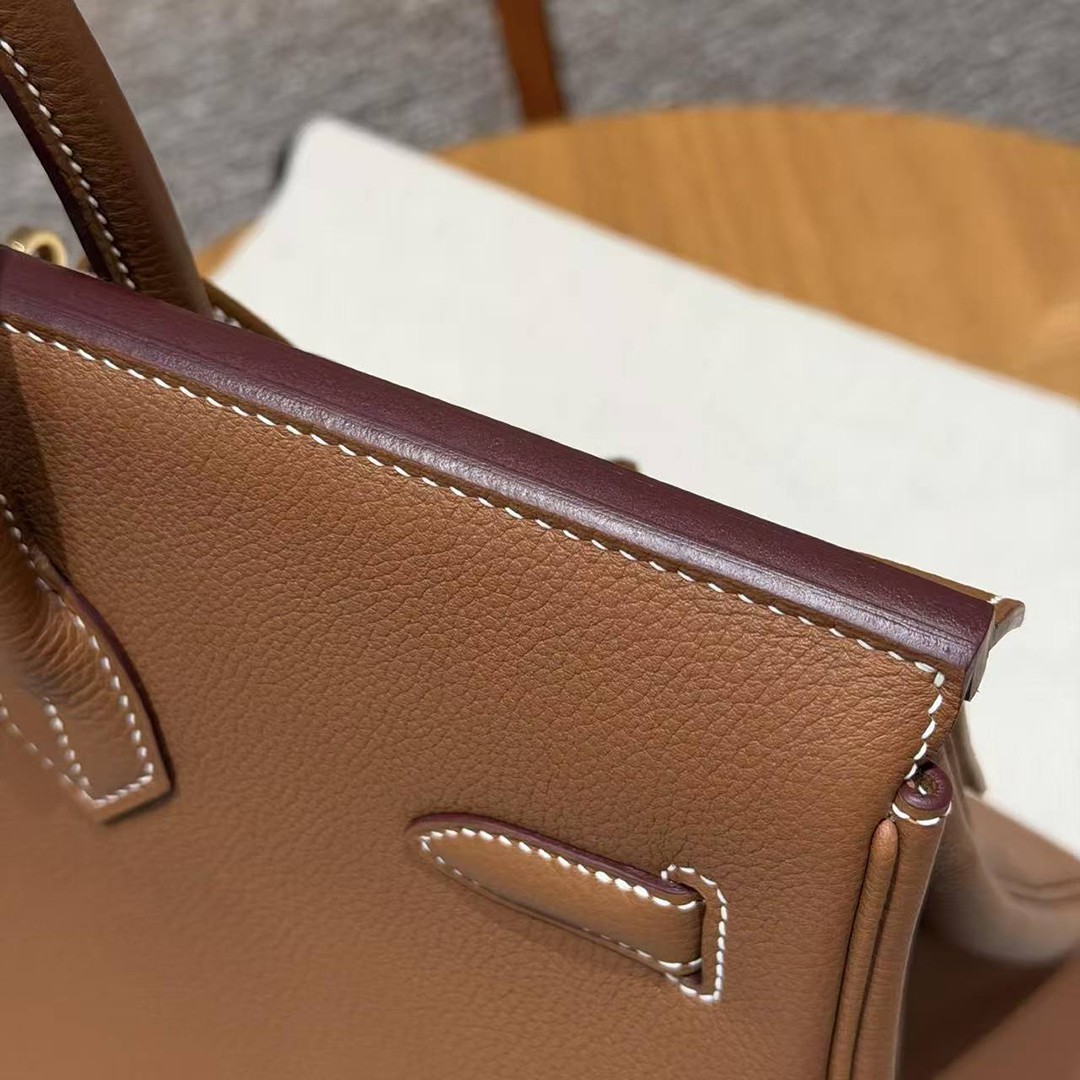 Hermes Birkin 35 Bag Handmade In Togo Calfskin Leather Gold Hardware 37 Gold - Image 6