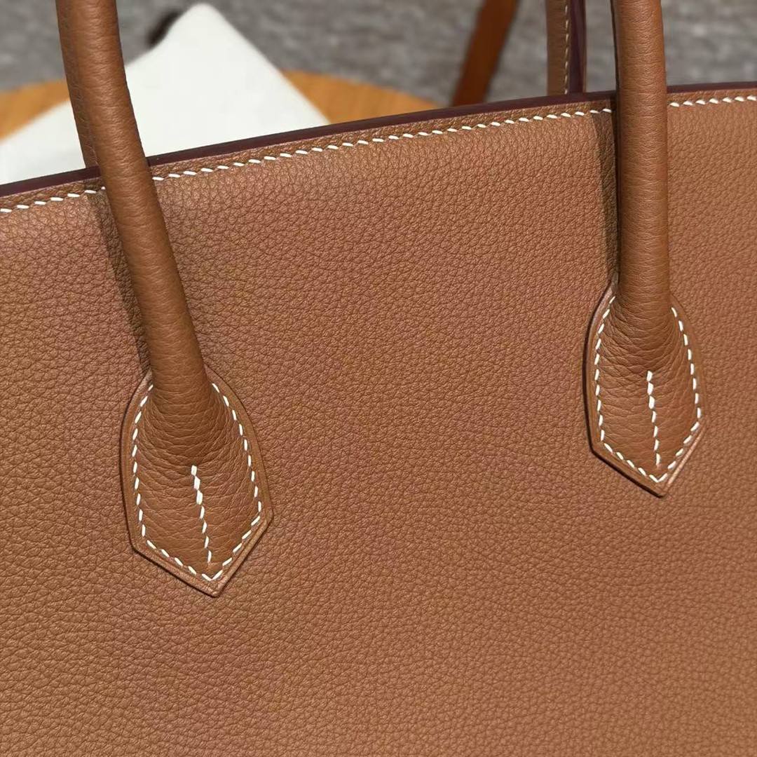 Hermes Birkin 35 Bag Handmade In Togo Calfskin Leather Gold Hardware 37 Gold - Image 4