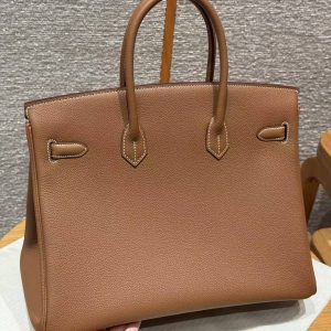 Alternative view of Hermes Birkin 35 Bag Handmade In Togo Calfskin Leather Silver Hardware 37 Gold
