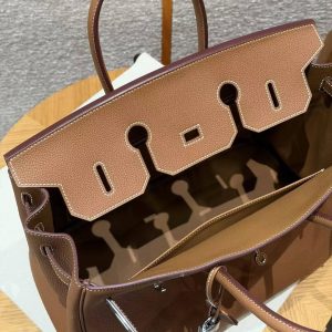 Hermes Birkin 35 Bag Handmade In Togo Calfskin Leather Silver Hardware 37 Gold - Image 10