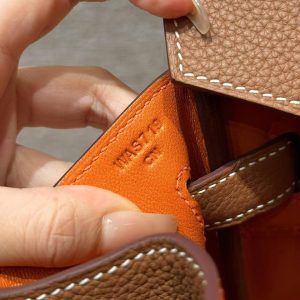 Hermes Birkin 35 Bag Handmade In Togo Calfskin Leather Gold Hardware 37 Gold and 93 Orange - Image 8