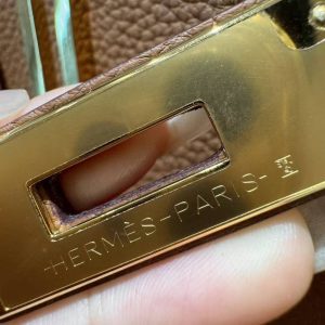 Hermes Birkin 35 Bag Handmade In Togo Calfskin Leather Gold Hardware 37 Gold and 93 Orange - Image 4