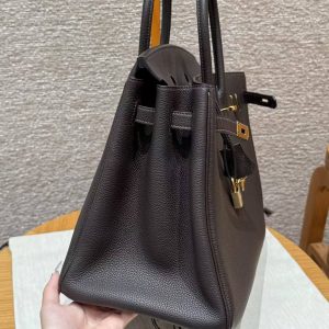 Hermes Birkin 35 Bag Handmade In Togo Calfskin Leather Gold Hardware 46 Ebene - Image 17