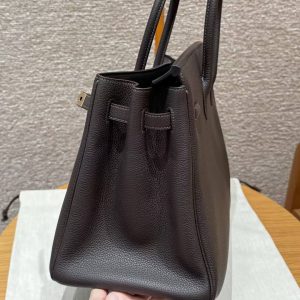 Hermes Birkin 35 Bag Handmade In Togo Calfskin Leather Gold Hardware 46 Ebene - Image 16