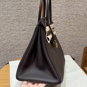Hermes Birkin 35 Bag Handmade In Togo Calfskin Leather Gold Hardware 46 Ebene - Image 8