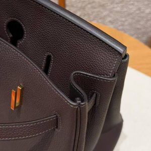 Hermes Birkin 35 Bag Handmade In Togo Calfskin Leather Gold Hardware 47 Chocolate - Image 18