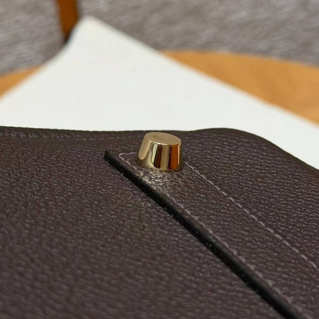 Hermes Birkin 35 Bag Handmade In Togo Calfskin Leather Gold Hardware 47 Chocolate - Image 13