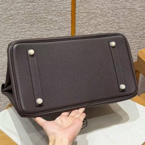 Hermes Birkin 35 Bag Handmade In Togo Calfskin Leather Gold Hardware 47 Chocolate - Image 8