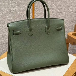 Alternative view of Hermes Birkin 35 Bag Handmade In Togo Calfskin Leather Gold Hardware 61 Olive Green